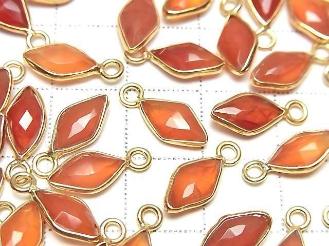 [Video] Carnelian AAA Bezel Setting Diamond Shape 11x6mm 18KGP 2pcs
