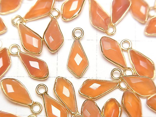 [Video] Carnelian AAA Bezel Setting Deformed Diamond Shape 11x6mm 18KGP 2pcs