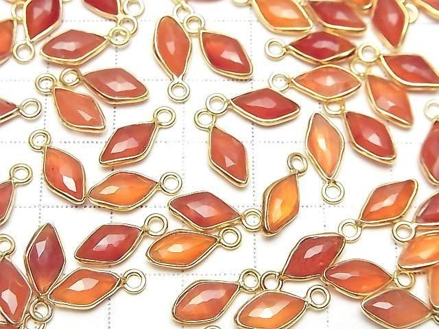 [Video] Carnelian AAA Bezel Setting Diamond Shape 11x6mm 18KGP 2pcs