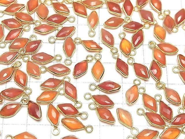 [Video] Carnelian AAA Bezel Setting Diamond Shape 11x6mm 18KGP 2pcs