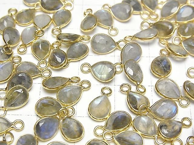 [Video]Labradorite AA++ Bezel Setting Pear shape Faceted 8x6mm 18KGP 3pcs