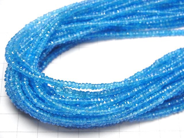 [Video]High Quality Neon Blue Apatite AAA Faceted Button Roundel half or 1strand beads (aprx.15inch/38cm)