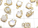 [Video] High Quality Rainbow Moonstone AA++ Bezel Setting Round Faceted 6x6mm 18KGP 2pcs