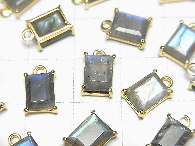 [Video]Labradorite AA++ Bezel Setting Rectangle Faceted 9x7mm 18KGP 1pc