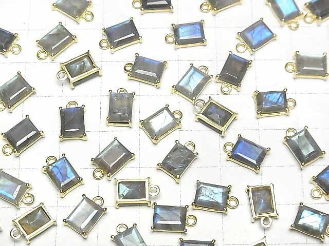 [Video]Labradorite AA++ Bezel Setting Rectangle Faceted 9x7mm 18KGP 1pc