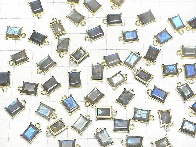 [Video]Labradorite AA++ Bezel Setting Rectangle Faceted 9x7mm 18KGP 1pc