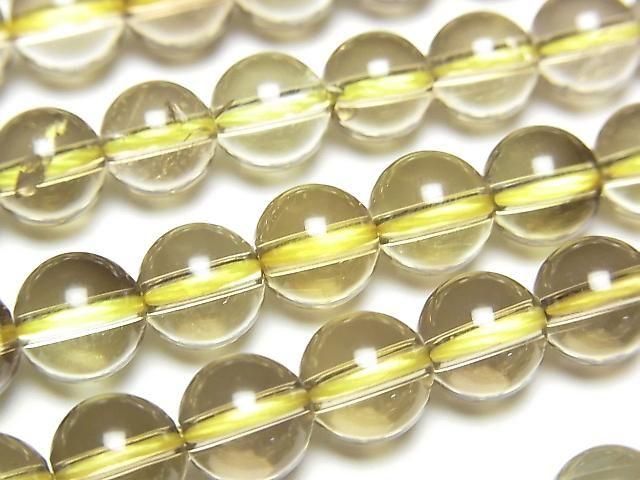 [Video]Lemon x Smoky Quartz AAA Round 8mm half or 1strand beads (aprx.15inch/38cm)