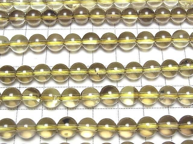 [Video]Lemon x Smoky Quartz AAA Round 8mm half or 1strand beads (aprx.15inch/38cm)