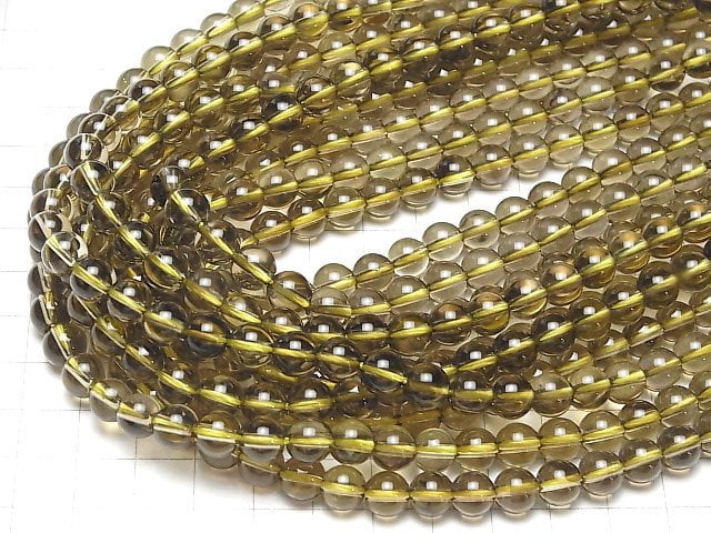 [Video]Lemon x Smoky Quartz AAA Round 8mm 1strand beads (aprx.15inch/38cm)