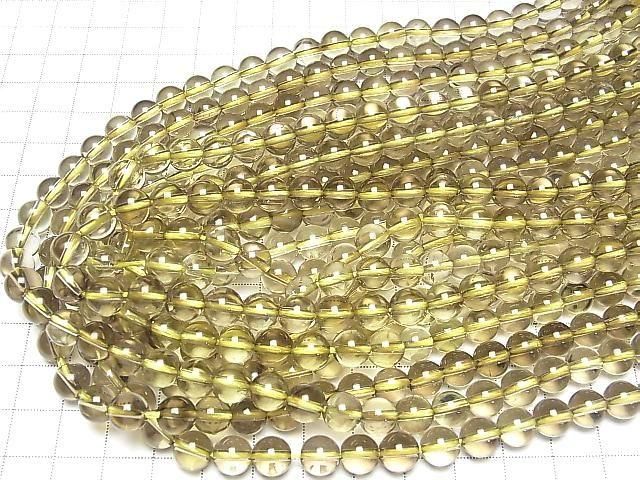 [Video]Lemon x Smoky Quartz AAA Round 8mm half or 1strand beads (aprx.15inch/38cm)