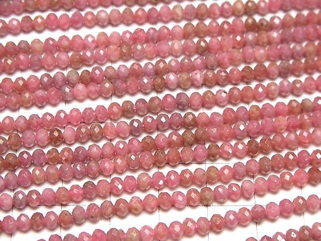 [Video]High Quality! Imperial Rhodonite AA+ Faceted Button Rondelle 3.5x3.5x2.5mm 1strand beads (aprx.15inch/36cm)