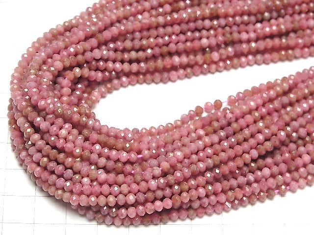 [Video]High Quality! Imperial Rhodonite AA+ Faceted Button Roundel 3.5x3.5x2.5mm 1strand beads (aprx.15inch/36cm)