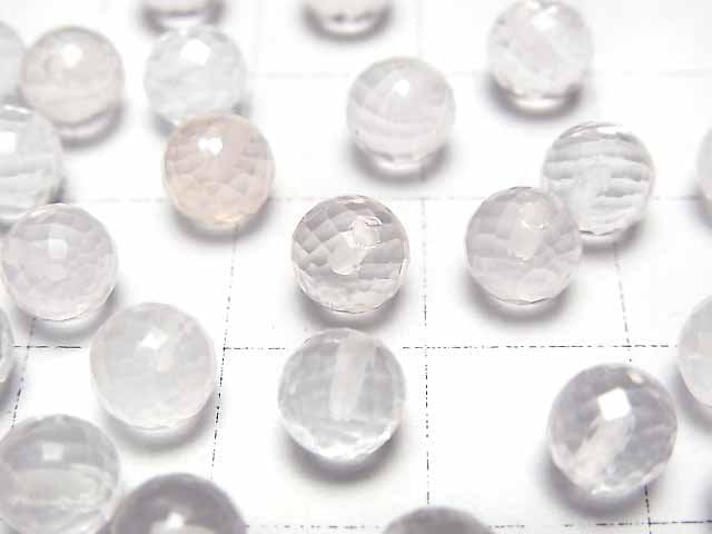 [Video]High Quality Rose Quartz AAA Half Drilled Hole Faceted Round 6mm 4pcs