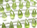 [Video]High Quality Peridot AAA Drop Faceted Briolette half or 1strand beads (aprx.7inch/17cm)