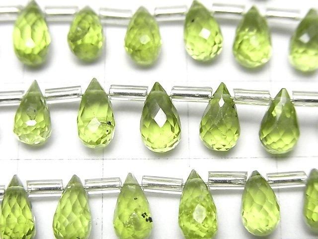 [Video]High Quality Peridot AAA Drop Faceted Briolette half or 1strand beads (aprx.7inch/17cm)