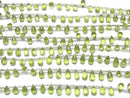 [Video]High Quality Peridot AAA Drop Faceted Briolette half or 1strand beads (aprx.7inch/17cm)