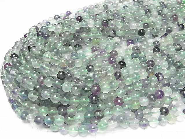 [Video] Multicolor Fluorite AA++ Round 6mm 1strand beads (aprx.15inch/37cm)