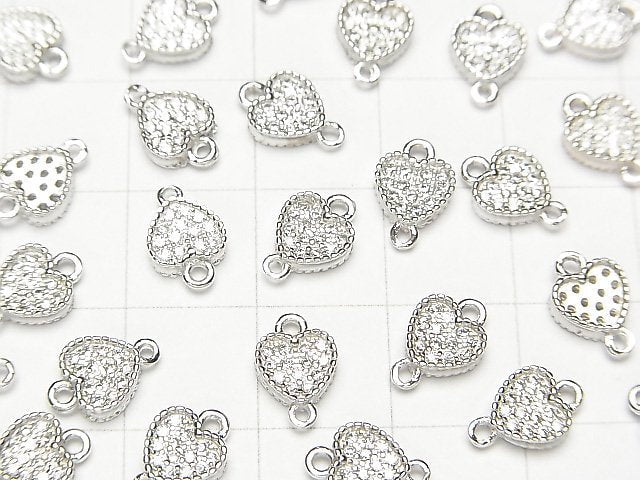 Silver925 joint parts heart motif (with CZ) 6x6x2mm 1pc