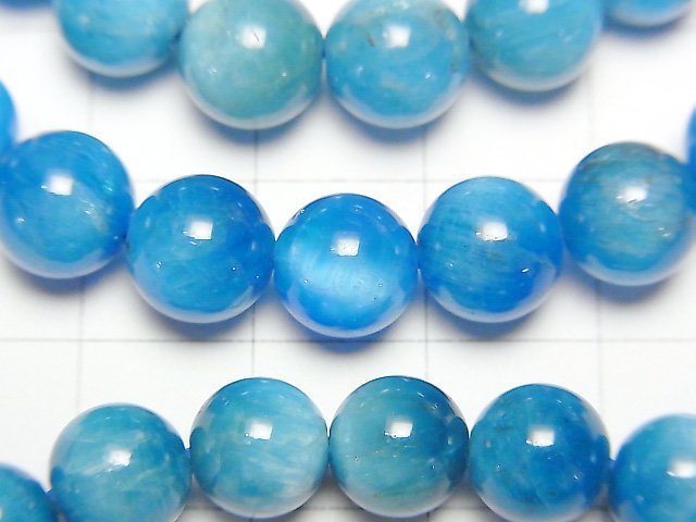 [Video] Madagascar Blue Apatite AA++ Round 8mm Bracelet