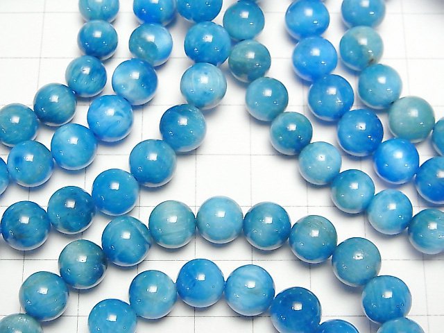 [Video] Madagascar Blue Apatite AA++ Round 8mm Bracelet