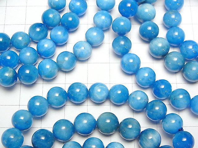 [Video] Madagascar Blue Apatite AA++ Round 8mm Bracelet
