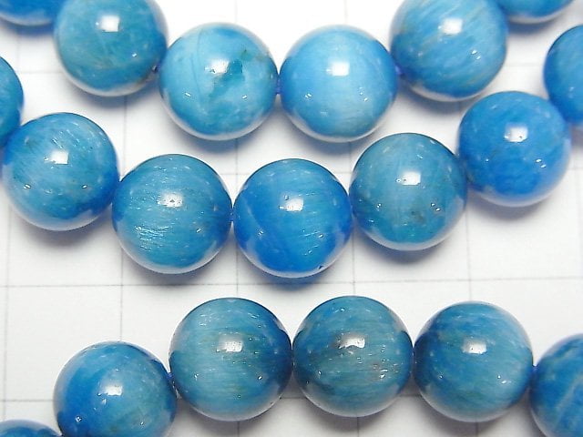 [Video] Madagascar Blue Apatite AA++ Round 10mm Bracelet