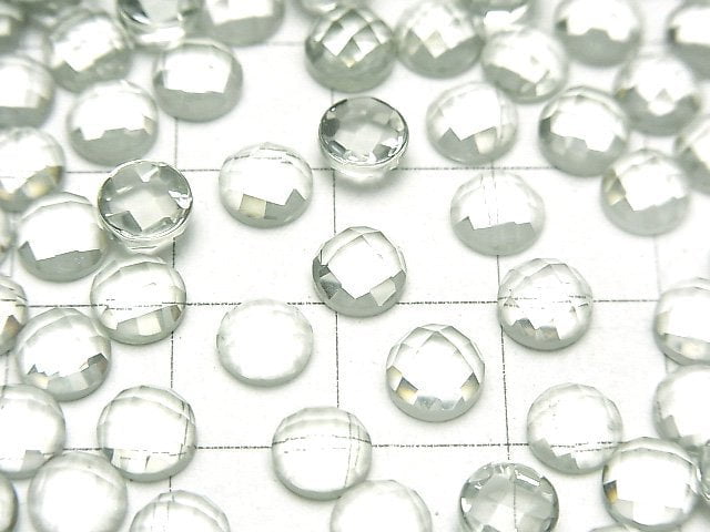 [Video] High Quality Green Amethyst AAA Round Faceted Cabochon 6x6mm 5pcs