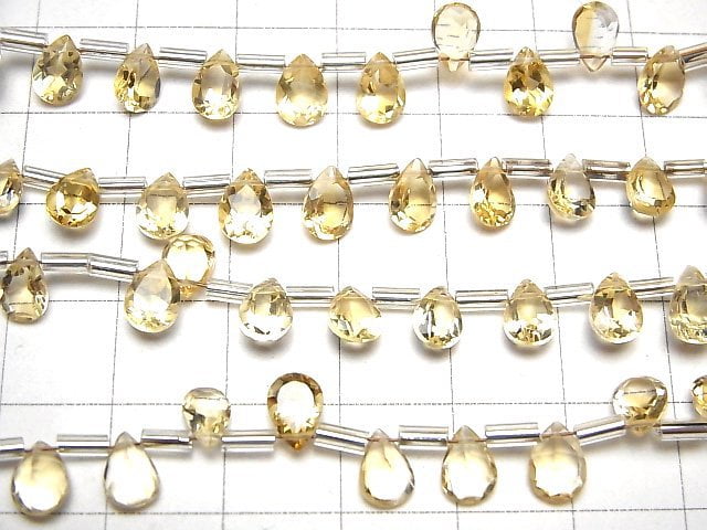 [Video]High Quality Citrine AAA Pear shape Faceted 7x5mm 1strand (18pcs )