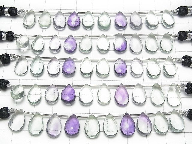 [Video]MicroCut Fluorite AAA Pear shape Faceted Briolette 1strand (8pcs )