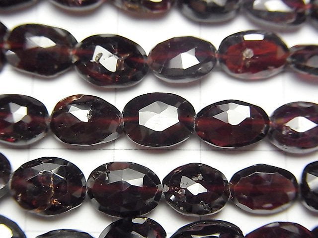 [Video]High Quality Mozambique Garnet AA+ Faceted Oval 1strand beads (aprx.15inch/38cm)