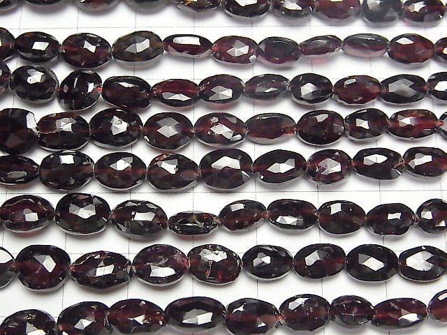 [Video]High Quality Mozambique Garnet AA+ Faceted Oval 1strand beads (aprx.15inch/38cm)