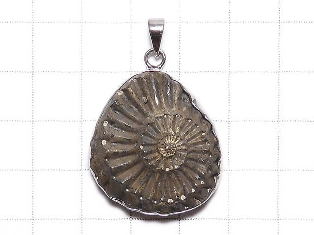 [Video][One of a kind] Ammonite Pyrite Pendant Silver925 NO.134