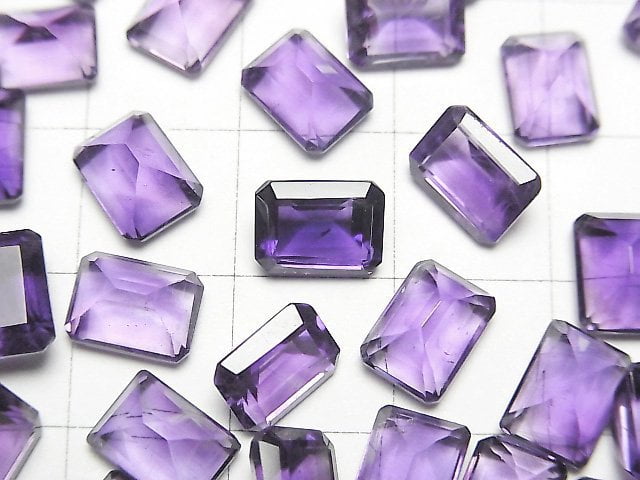 [Video]High Quality Amethyst AAA Loose stone Rectangle Faceted 8x6mm 4pcs