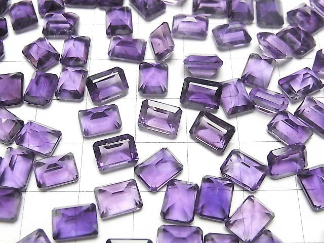 [Video]High Quality Amethyst AAA Loose stone Rectangle Faceted 8x6mm 4pcs