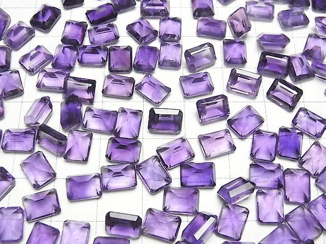 [Video]High Quality Amethyst AAA Loose stone Rectangle Faceted 8x6mm 4pcs