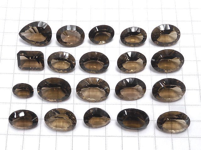 [Video][One of a kind] High Quality Smoky Quartz AAA Loose stone Concave Cut 20pcs set NO.18