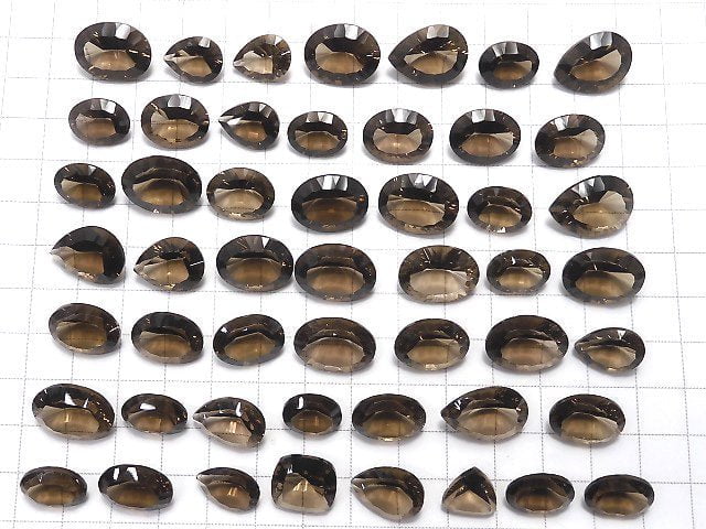 [Video][One of a kind] High Quality Smoky Quartz AAA Loose stone Concave Cut 50pcs set NO.21