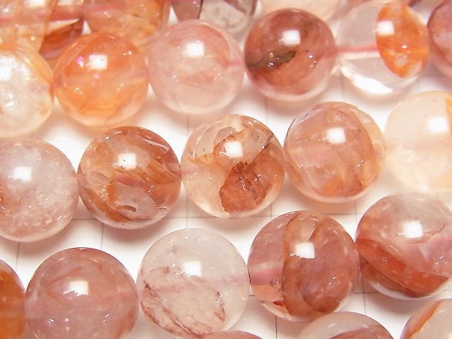 [Video] Red Hematite Quartz AAA- Round 12mm half or 1strand beads (aprx.15inch/36cm)