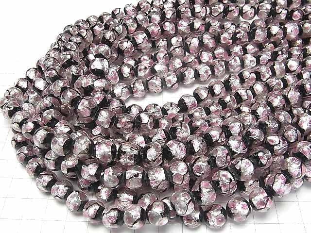 [Video] Lampwork Beads Round 10mm [Pink x Silver x Black/Luminous type] 1/4 or 1strand beads (aprx.14inch/34cm)