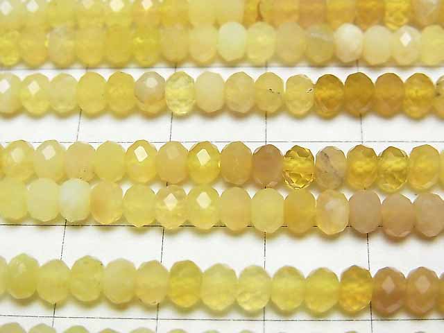 [Video]High Quality! Yellow Opal AA Faceted Button Rondelle 4.5x4.5x3mm 1strand beads (aprx.15inch/37cm)