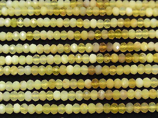 [Video]High Quality! Yellow Opal AA Faceted Button Rondelle 4.5x4.5x3mm 1strand beads (aprx.15inch/37cm)