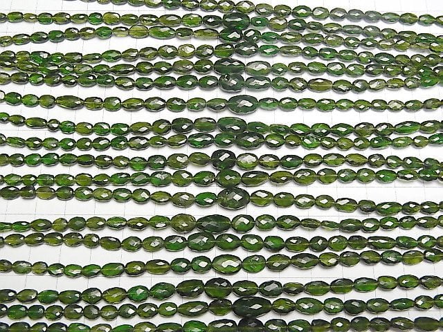 [Video] Chrome Diopside AAA- Faceted Oval 1strand beads (aprx.8inch/20cm)