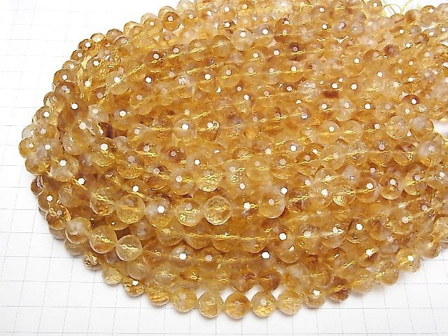 [Video]High Quality! Phantom Citrine AA++ 128Faceted Round 10mm half or 1strand beads (aprx.15inch/36cm)