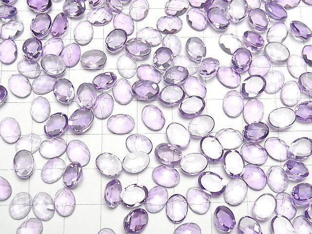 [Video]High Quality Amethyst AAA Oval Faceted Cabochon 8x6mm 5pcs