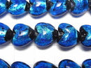 [Video]Lampwork Beads Vertical Hole Heart 12x12x8mm [Blue x Light Blue/Luminous type ] half or 1strand beads (aprx.12inch/30cm)