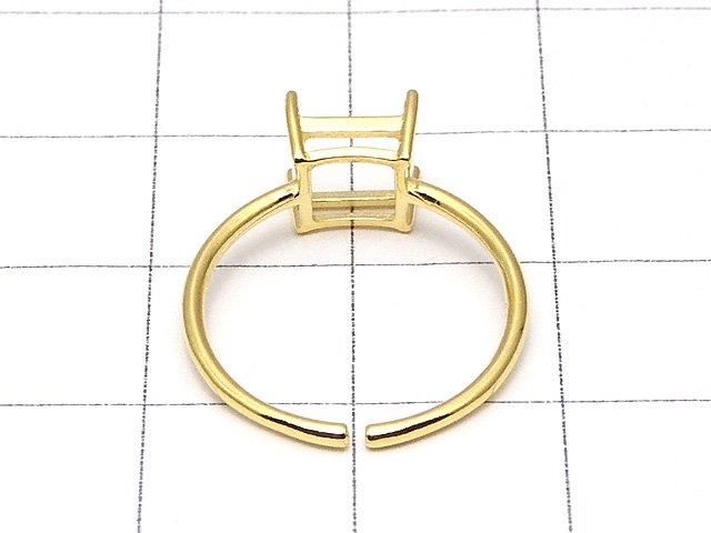 [Video] Silver925 Ring Frame (Prong Setting) Square Faceted 6mm 18KGP Free Size 1pc