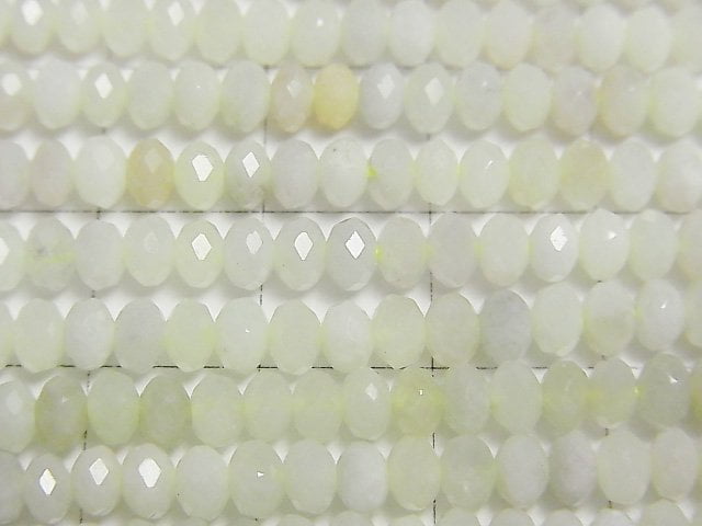 [Video]High Quality! Burmese Jadeite AA Faceted Button Roundel 4x4x2.5mm 1strand beads (aprx.15inch/37cm)