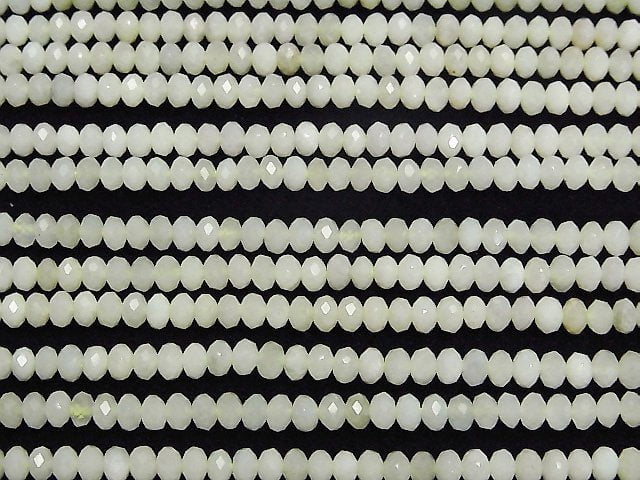 [Video]High Quality! Burmese Jadeite AA Faceted Button Rondelle 4x4x2.5mm 1strand beads (aprx.15inch/37cm)