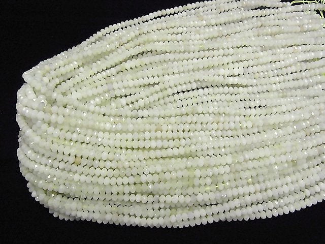 [Video]High Quality! Burmese Jadeite AA Faceted Button Roundel 4x4x2.5mm 1strand beads (aprx.15inch/37cm)