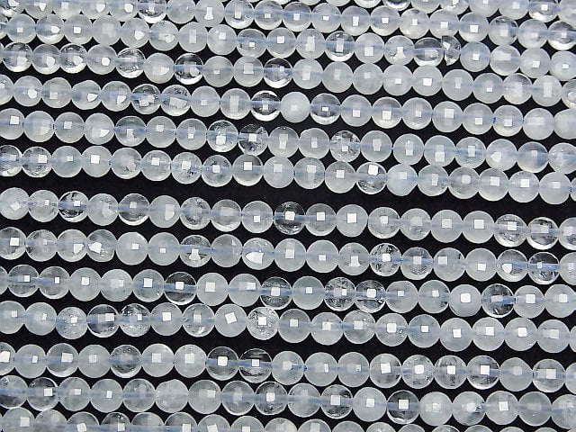 [Video]High Quality! Aquamarine AA++ Faceted Coin 4x4x2.5mm 1strand beads (aprx.15inch/37cm)